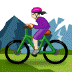 🚵🏻‍♀️ woman mountain biking: light skin tone display on Samsung